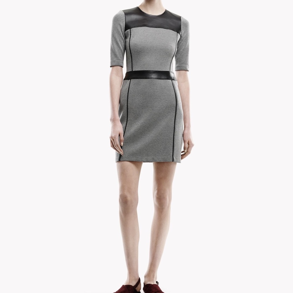 Theory Gray and Black Panel Dress